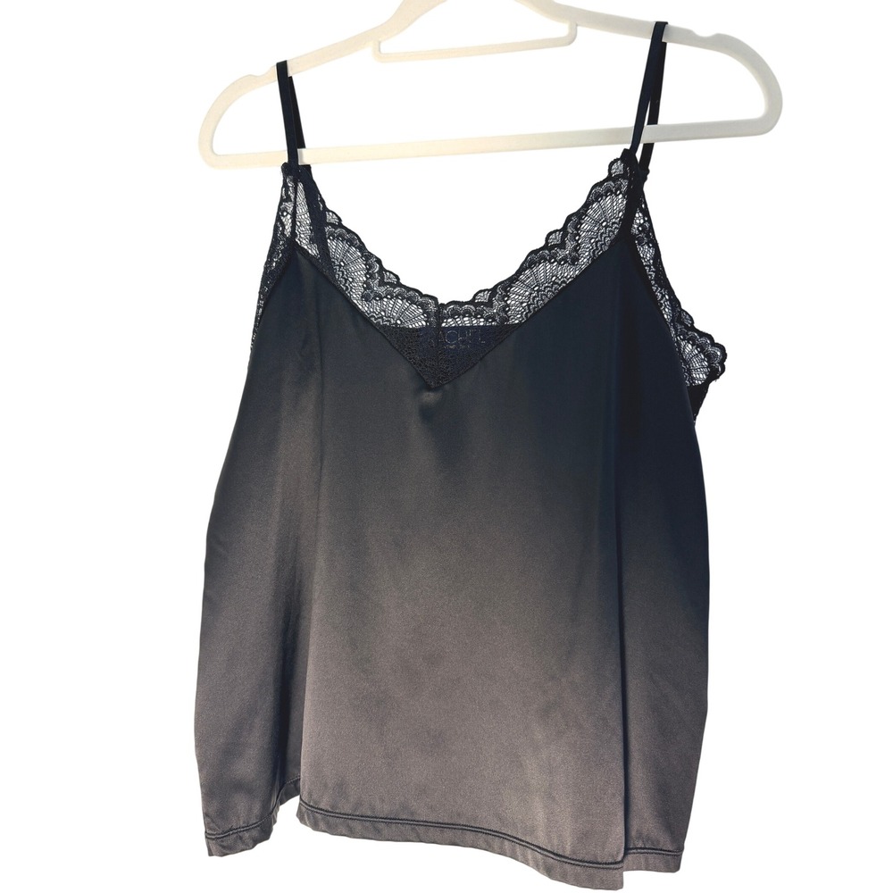 Rachel Rachel Roy Black Satin Lace Trim Camisole Tank Top Medium